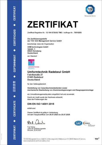 Zertifizierungen iso 14001 de
