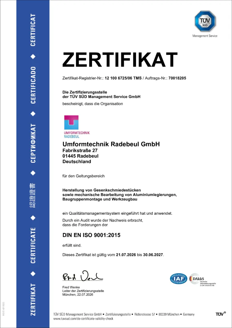 Zertifizierungen iso 9001 de